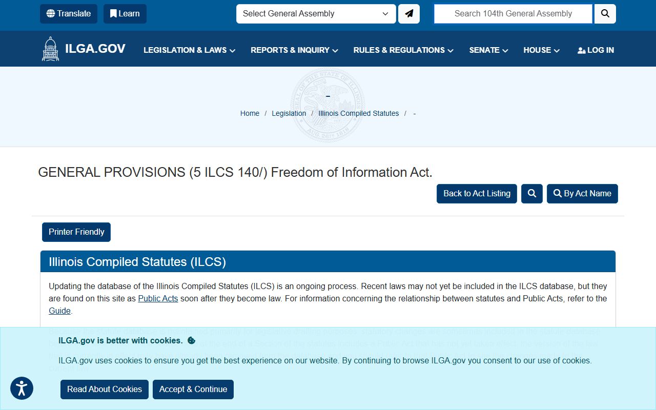 Illinois FOIA statute governing Logan County jail mugshots and booking photos